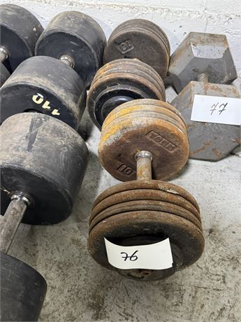 Lot 76 - Dumbbells (1) 90 lbs, (1) 95 lbs