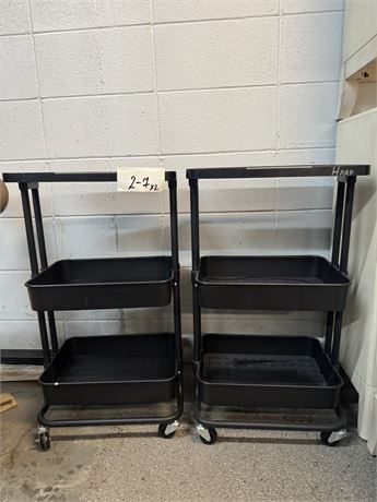 Lot 2-7 - 3-Tier Rolling Utility Cart with Hanging Buckets