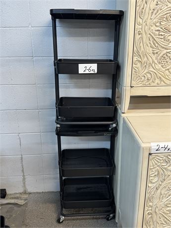 Lot 2-6 - 3-Tier Rolling Utility Cart with Hanging Buckets