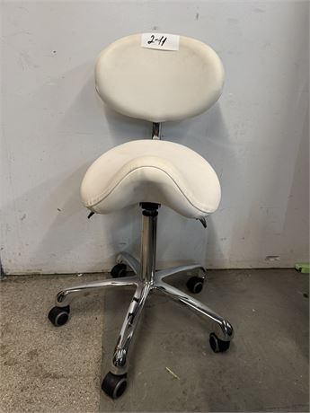 Lot 2-11 - Silverfox Saddle Rolling Stool with Backrest