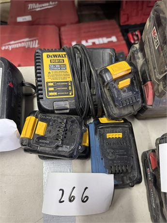 Lot 266 - Battery Charger & Batteries DeWalt