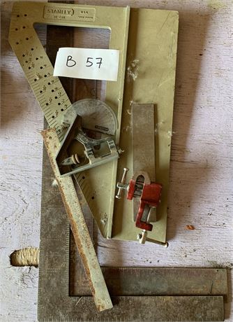 Lot 57 - Squares, Measuring tools and Vise