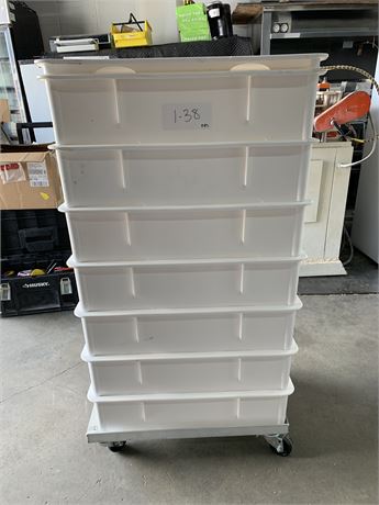 Lot 1-38 - Plastic Proofing Bins, Cart, Lid