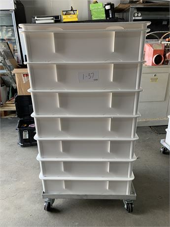 Lot 1-37 - Plastic Proofing Bins, Cart, Lid