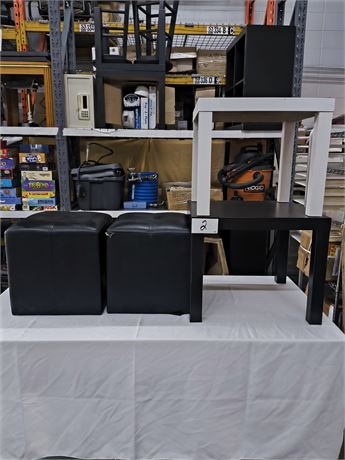 Lot 2 - Side Table and Ottomans
