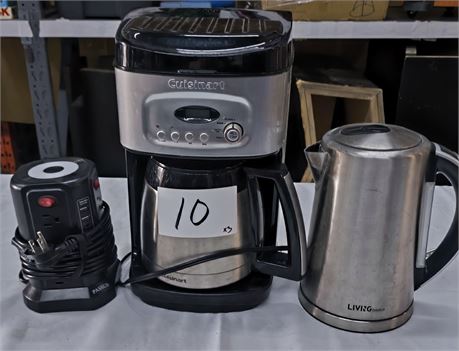 Lot 10 - Coffee Machine, Power Strip Surge Protector Tower & Electric Kettle