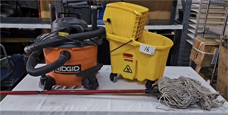 Lot 16 - Shop Vac, Mop Bucket and Mop
