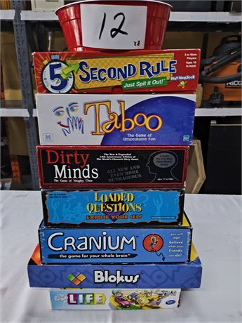 Lot 12 - Board Games & Tub of Crayons