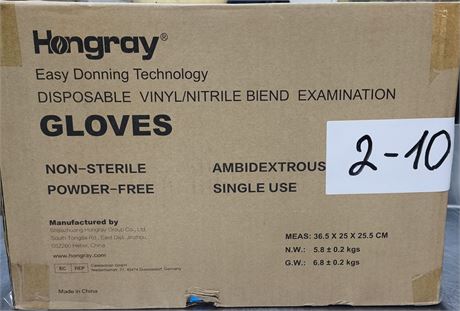 Lot 2-10 - Disposable Vinyl/Nitrile Blend Examination Gloves