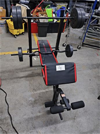 Lot 4 - CAP Strength Bench Press, Straight Bar, Curl Bar and Weights
