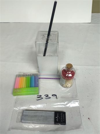 Lot 339 - Candles, Matches, Vase