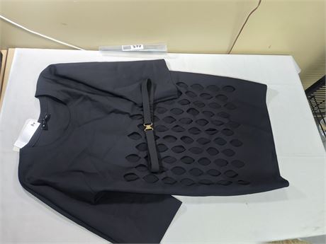 Lot 377 - Shan Flared Sleeve Dress with Cut-Out Details, Size 10