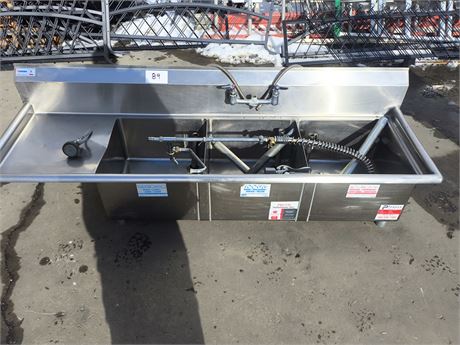 Lot 89 - Three Compartment Sink with Left Drain Board