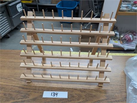 Lot 134 - Wooden 60-spool Thread Rack