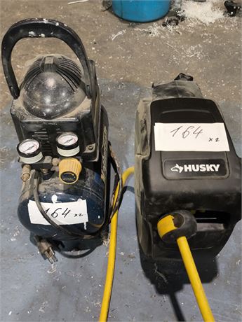 Lot 164 - Portale compressor and Hose Reel