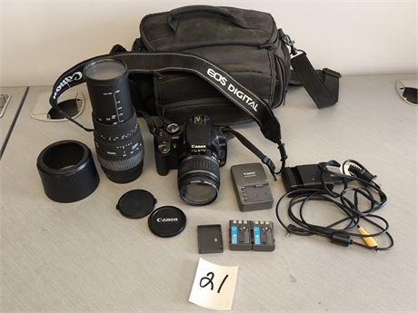 Lot 21 - Canon Camera, Lens', Bag