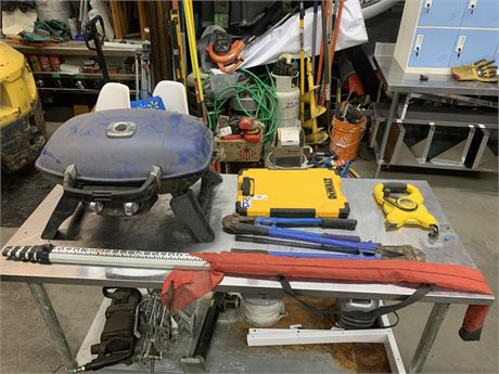 Lot 98 - Portable Grill and Various Hand Tools