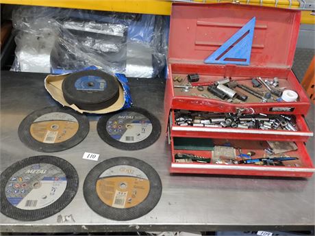 Lot 110 - Toolbox and Cut-Off Discs