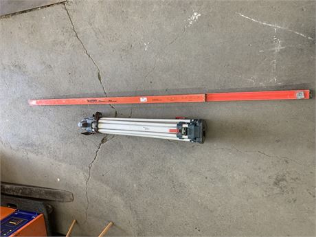 Lot 145 - Tripod and Metal Level