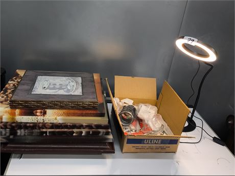 Lot 79 - LED Desk Lamp and Artworks