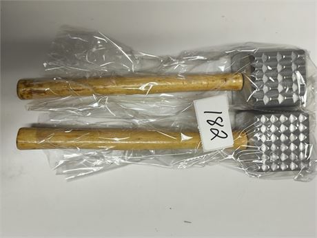 Lot 182 - Two-Sided Meat Tenderizers with Wooden Handles