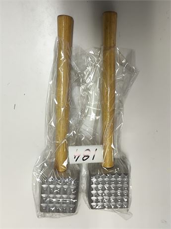 Lot 184 - Two-Sided Meat Tenderizers with Wooden Handles