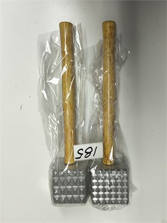 Lot 185 - Two-Sided Meat Tenderizers with Wooden Handles