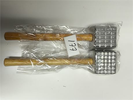 Lot 177 - Two-Sided Meat Tenderizers with Wooden Handles