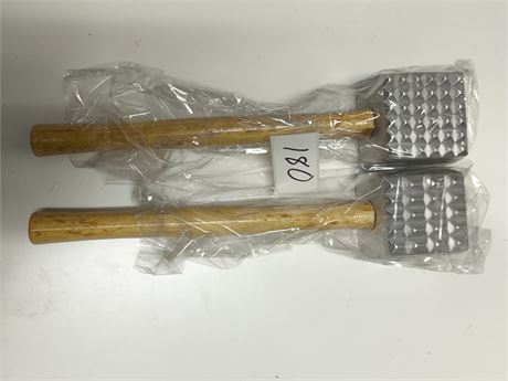 Lot 180 - Two-Sided Meat Tenderizers with Wooden Handles