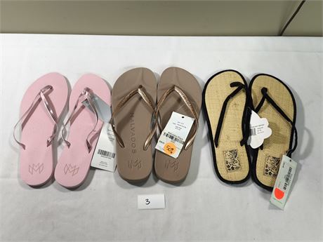 Lot 3 - Women's Flip-Flop Sandals