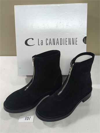 Lot 101 - Women's Front-Zip Suede Ankle Boots La Canadienne Chiara