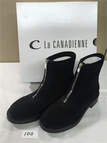 Lot 100 - Women's Front-Zip Suede Ankle Boots La Canadienne Chiara