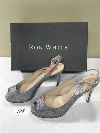 Lot 128 - Women's Peep-Toe Slingback Heels Ron White Brooks Glitter