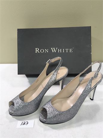 Lot 127 - Women's Peep-Toe Slingback Heels Ron White Brooks Glitter
