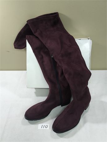 Lot 110 - Women's Stretch Eco Suede Flat Tall Boots Ron White Jenny