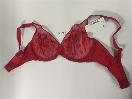 Lot 244 - Simone Perele Wish Full Cup Ruby Pink Plunge Bra
