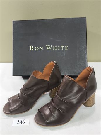 Lot 120 - Women's Leather Peep-Toe Booties Ron White Damaris