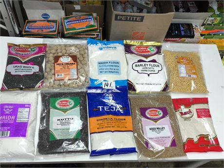 Lot 141 -various flours , grains&pulses,seeds