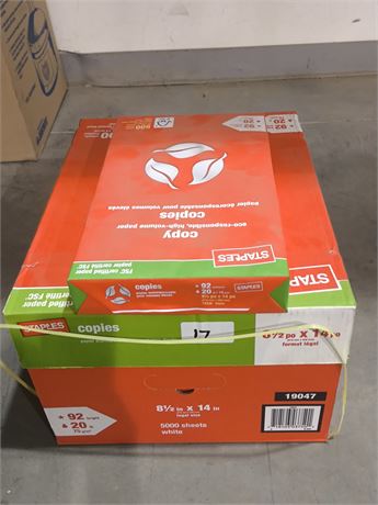 Lot 17 - Staples 81/2 X 14 Paper