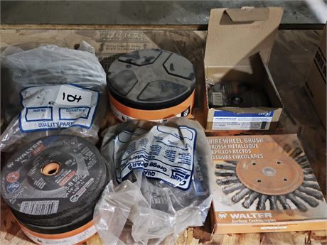 Lot 104 - Ginding discs with wire wheel brush and guard