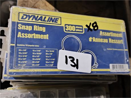 Lot 131 - (8) Dinaline Snap Ring Sets 300 pieces each