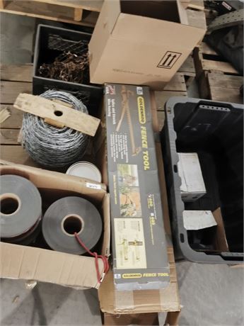 Lot 243 - Galvanized Steel Barbed Wire, Barricade Tape and Other