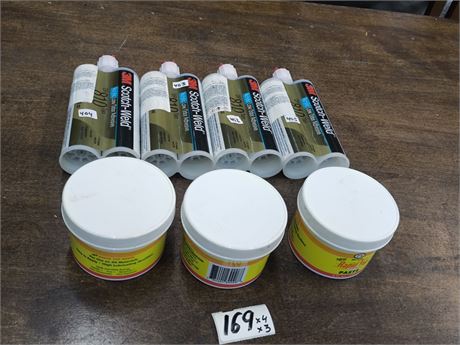 Lot 169 - Scotch-Weld adhesive, Milton rapid tap paste, Henkel flange sealant