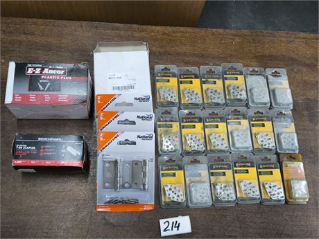 Lot 214 - Staples, Hinges and Other Hardware