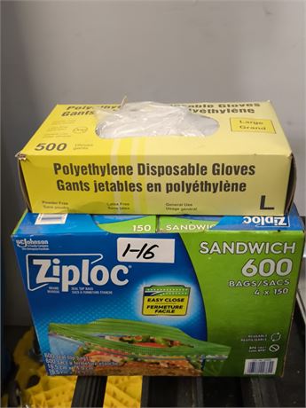 Lot 1-16 - Sandwich Bags and Gloves