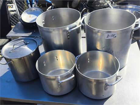 Lot 2-111 - Commercial-Grade Aluminum and Stainless Steel Pots
