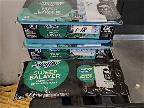 Lot 1-18 - Swiffer Heavy Duty Mop Wet Multi-Surface Cloth