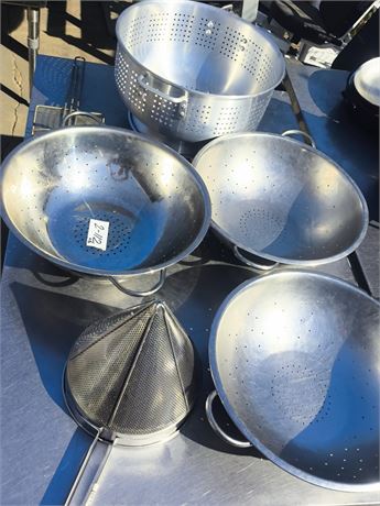 Lot 2-112 - Commercial-Grade Aluminum and Stainless Steel Colanders