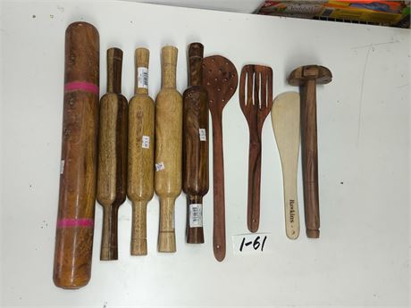 Lot 1-61 - Various Wooden Kitchen Supplies