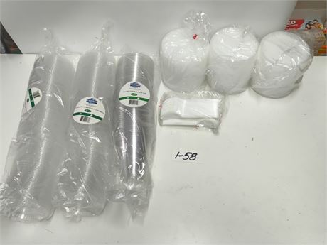 Lot 1-58 - Plastic Cups and Lids and Spoons